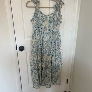 Floral Blue and White Dress